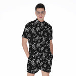 Black And White Flower Print Men's Rompers