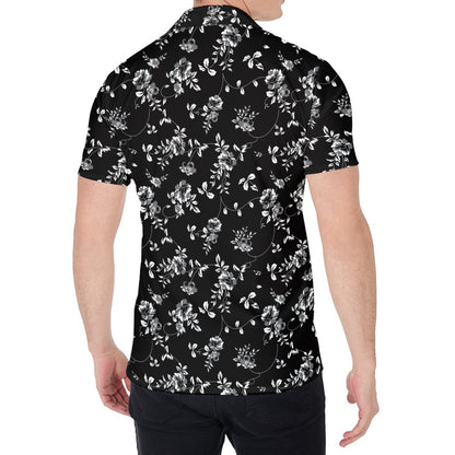 Black And White Flower Print Men's Shirt