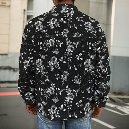 Black And White Flower Print Men's Shirt Jacket