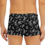 Black And White Flower Print Men's Short Boxer Briefs
