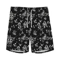 Black And White Flower Print Men's Athletic Shorts