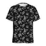 Black And White Flower Print Men's Sports T-Shirt