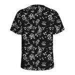 Black And White Flower Print Men's Sports T-Shirt