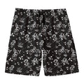 Black And White Flower Print Men's Swim Trunks