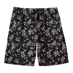 Black And White Flower Print Men's Swim Trunks