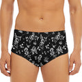 Black And White Flower Print Men's Triangle Swim Briefs