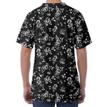 Black And White Flower Print Men's Velvet T-Shirt