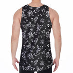 Black And White Flower Print Men's Velvet Tank Top