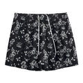 Black And White Flower Print Mesh Shorts