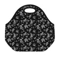 Black And White Flower Print Neoprene Lunch Bag