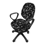 Black And White Flower Print Office Chair Cover