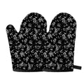Black And White Flower Print Oven Mitts