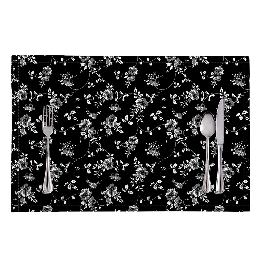 Black And White Flower Print Placemat
