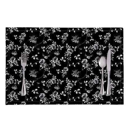 Black And White Flower Print Placemat
