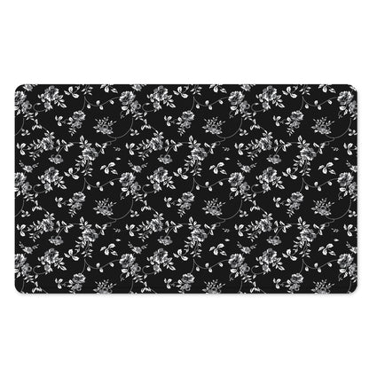 Black And White Flower Print Polyester Doormat
