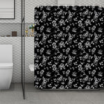Black And White Flower Print Polyester Shower Curtain