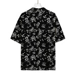 Black And White Flower Print Rayon Hawaiian Shirt