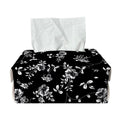 Black And White Flower Print Rectangle Tissue Box Cover