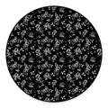 Black And White Flower Print Round Floor Mat