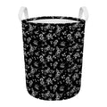 Black And White Flower Print Round Laundry Basket