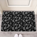 Black And White Flower Print Rubber Doormat
