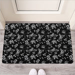 Black And White Flower Print Rubber Doormat