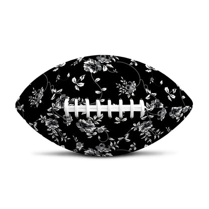 Black And White Flower Print Rugby Ball