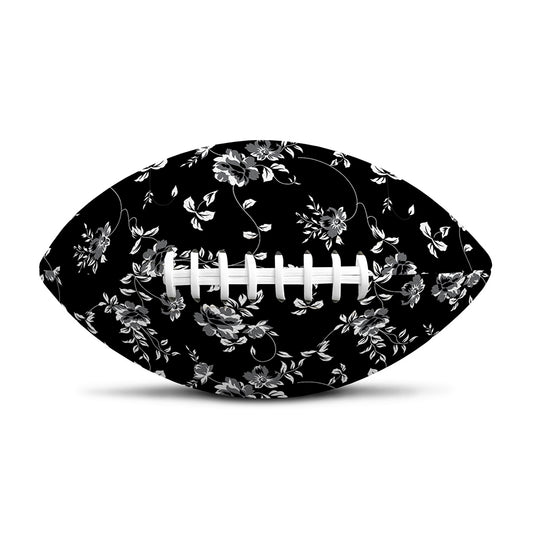 Black And White Flower Print Rugby Ball