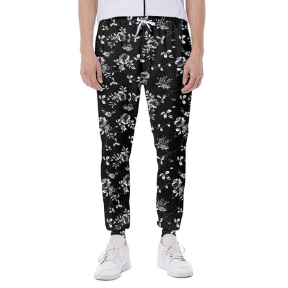 Black And White Flower Print Scuba Joggers