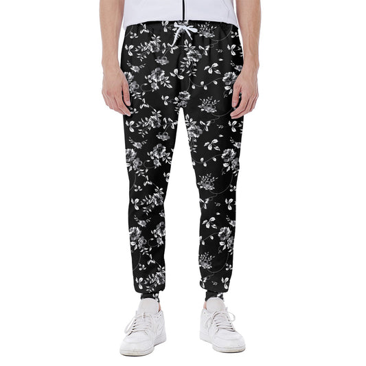 Black And White Flower Print Scuba Joggers