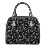 Black And White Flower Print Shoulder Handbag