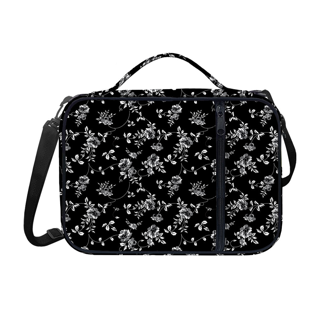 Black And White Flower Print Shoulder Strap Bible Bag