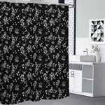 Black And White Flower Print Shower Curtain
