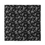 Black And White Flower Print Silk Bandana