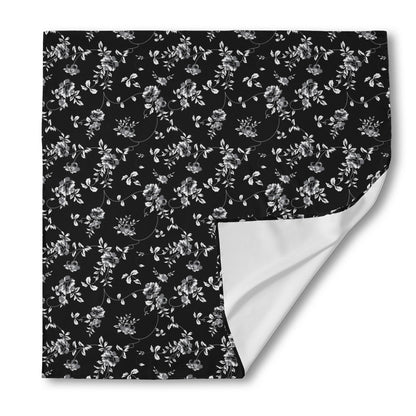Black And White Flower Print Silk Bandana