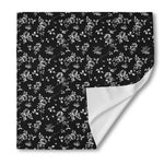 Black And White Flower Print Silk Bandana
