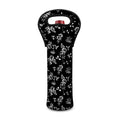 Black And White Flower Print Single Neoprene Wine Tote