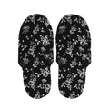 Black And White Flower Print Slippers