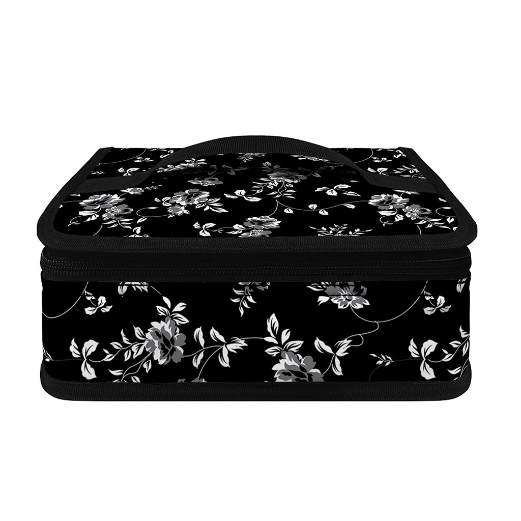 Black And White Flower Print Small Lunch Bag