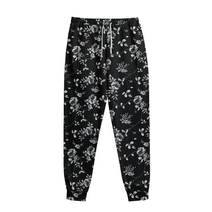 Black And White Flower Print Sweatpants