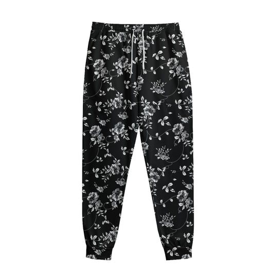 Black And White Flower Print Sweatpants
