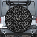 Black And White Flower Print Tire Cover With Camera Hole