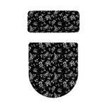 Black And White Flower Print Toilet Lid And Tank Cover Set