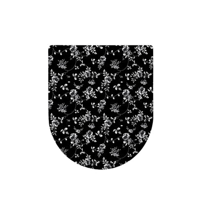 Black And White Flower Print Toilet Lid Cover