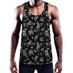Black And White Flower Print Training Tank Top