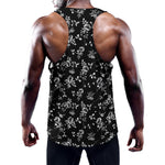 Black And White Flower Print Training Tank Top