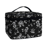 Black And White Flower Print Travel Makeup Bag