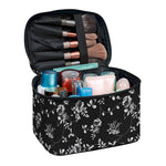 Black And White Flower Print Travel Makeup Bag
