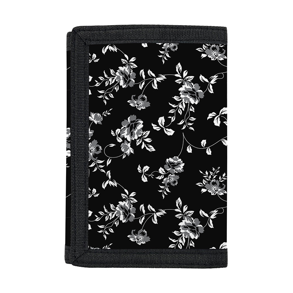 Black And White Flower Print Trifold Wallet