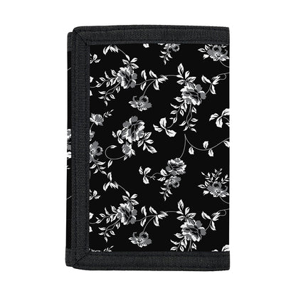 Black And White Flower Print Trifold Wallet